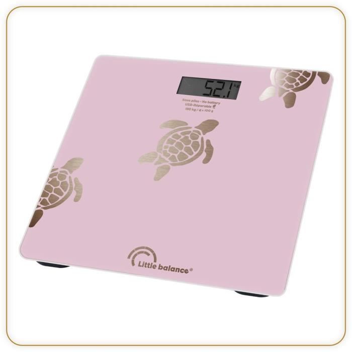 Pese-personne - LITTLE BALANCE - 8729 - Tortues gold mÈtallisÈes - USB-rÈparable - 180 kg / 100 g - Rose