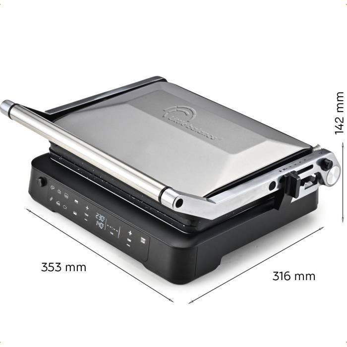 Grill LITTLE BALANCE - Surface Cuisson 29x23cm - Ouverture 180°C - Jusqu'a 230°C - Thermostat électronique réglable - 2000W
