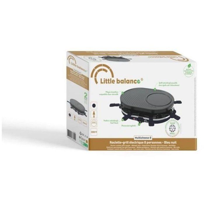 Appareil a raclette 3-en-1 - LITTLE BALANCE - Multi Cheese - 8 personnes - 1200 W - Bleu nuit