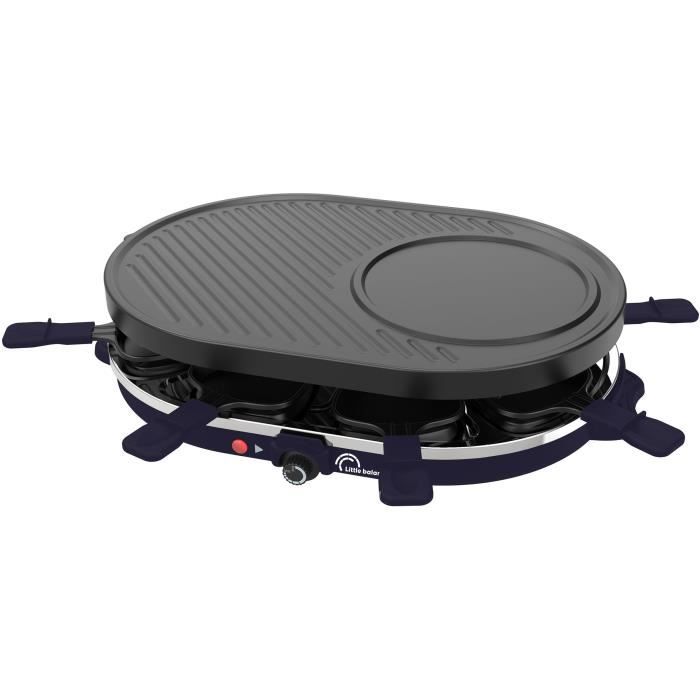 Appareil a raclette LITTLE BALANCE - Multi Cheese - Jusqu'a 8 personnes - Plaque Grill / Crepe amovible - Bleu nuit - 1200W