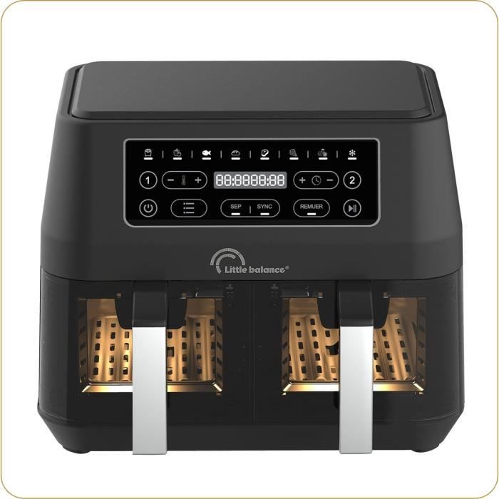 Friteuse sans huile LITTLE BALANCE - Crousty Light Duo - Double cuve 9L - Jusqu'a 1,8kg de frites - 9 programmes de cuisson - 2460W