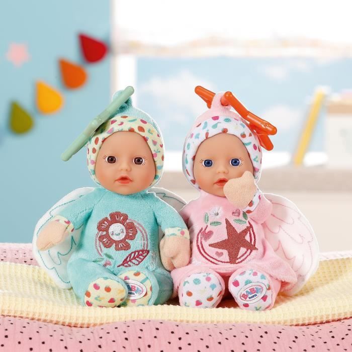 Baby Born - 2 PoupÈes chiffons Anges - 18cm - Peut se fixer - Hochet intÈgrÈ - Tout doux - A partir de 0 mois