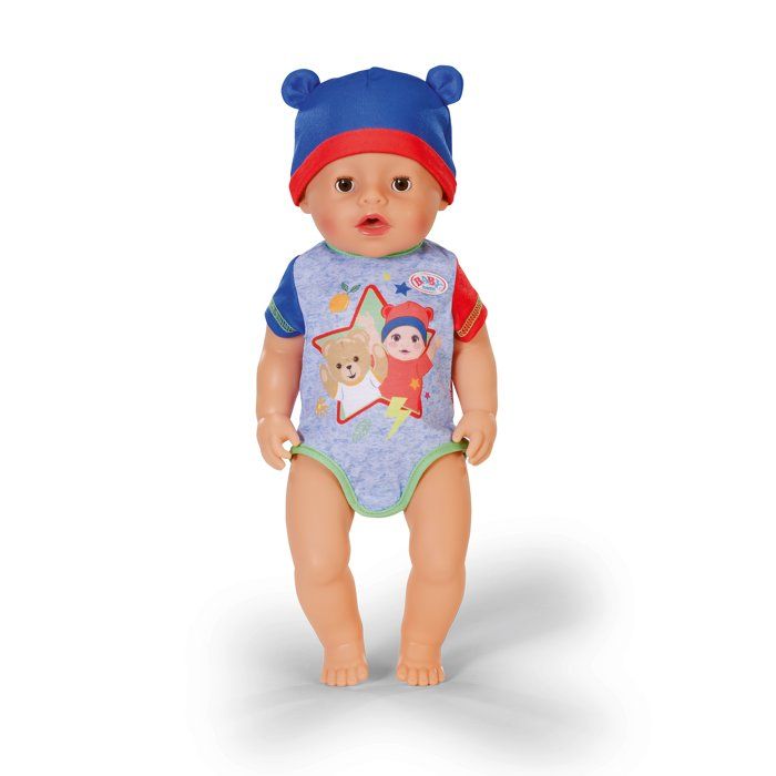 Poupon - BABY BORN - Jonas - 10 fonctions réalistes - 10 accessoires - Bleu et Rouge - 43cm - Des 3 ans