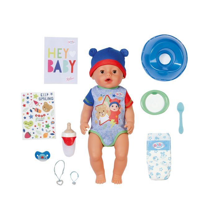 Poupon - BABY BORN - Jonas - 10 fonctions réalistes - 10 accessoires - Bleu et Rouge - 43cm - Des 3 ans