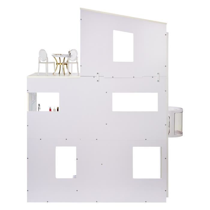 Rainbow High Townhouse - Maison en bois 3 étages et 6 pieces - Ascenseur fontionnel et meubles mobiles