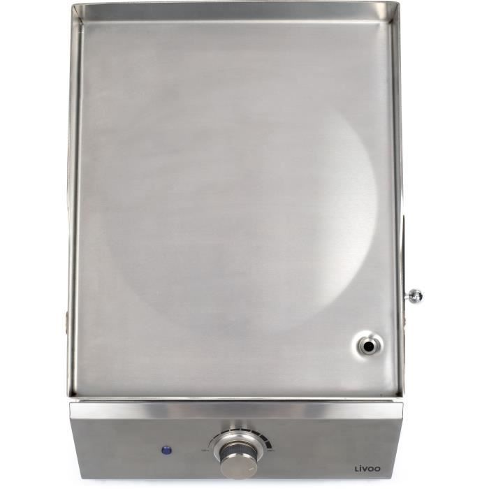 Plancha électrique inox - LIVOO - DOC292 - 2800W - Plaque amovible en acier inoxydable - Thermostat ajustable