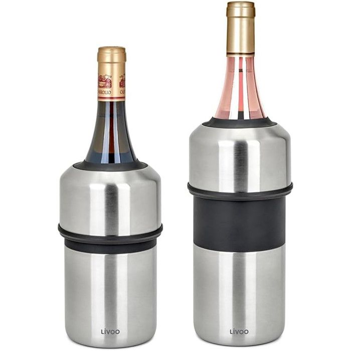 Rafraîchisseur a bouteilles - LIVOO - GS158 - Bouteilles de vin et champagne - Acier inoxydable - Ø 11,5 x 23,5 cm - Double paroi