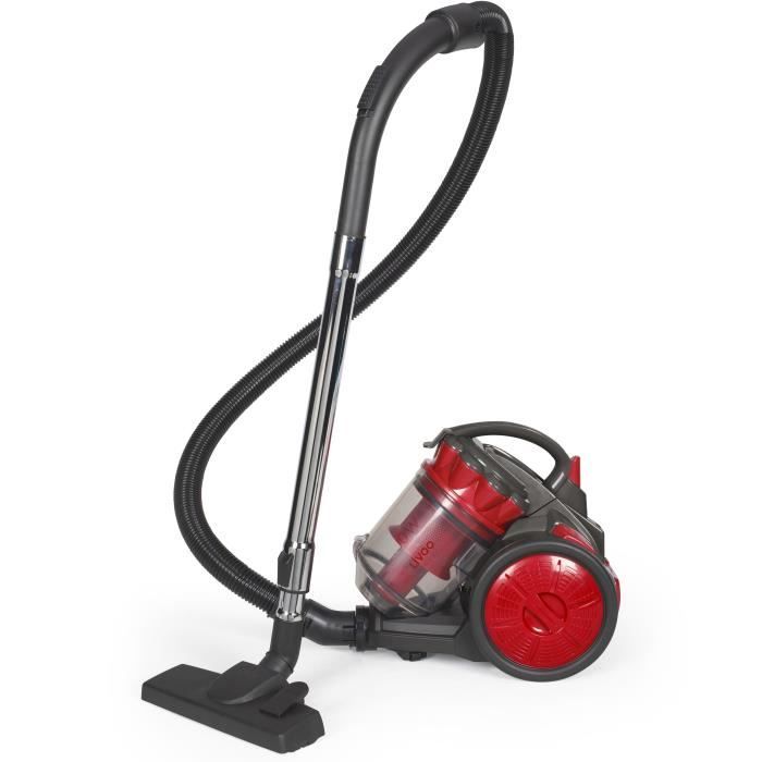 Aspirateur Multi-cyclonique sans sac - LIVOO - DOH136R - 700 W - 16 kPa - 78 dB - 3 L - Filtre lavable - Rouge / Gris