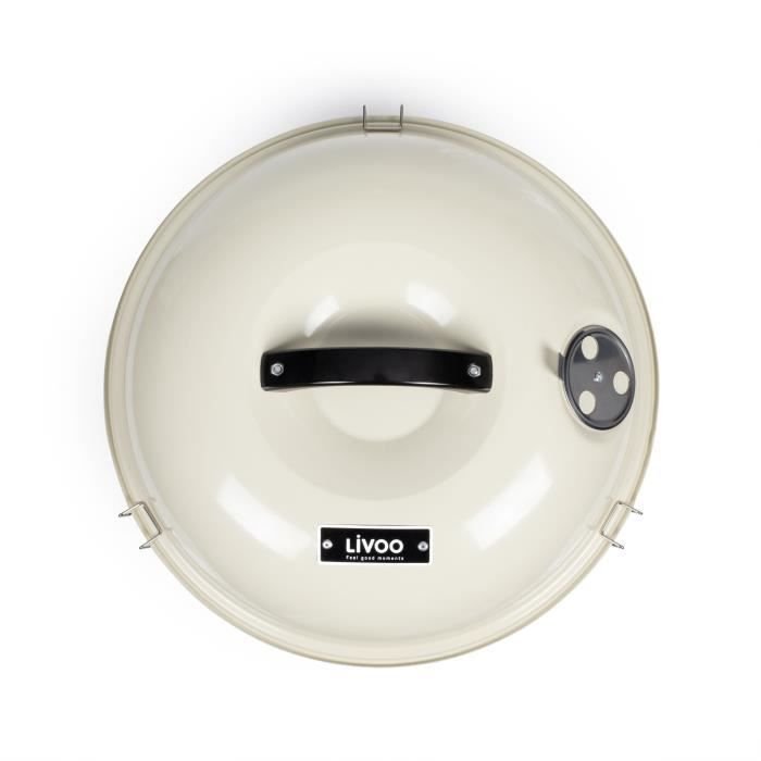 Barbecue a charbon portable - LIVOO - DOC301 - ø34 cm - Grille chromé - Hauteur 18 cm - Poignées - Loquets de sécurité