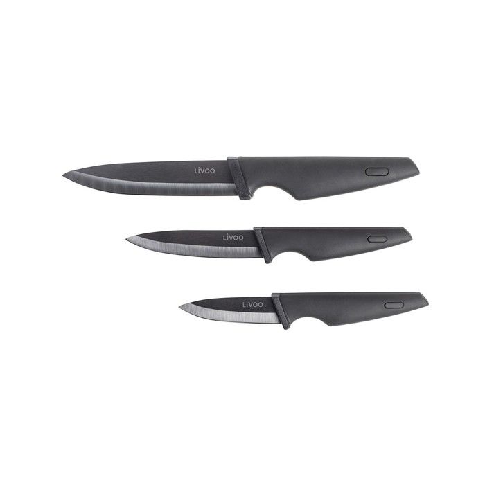 Bloc 3 couteaux avec support - LIVOO - MEC135N - 7,5 /10 / 12,5 cm - Lame céramique - Compatible lave-vaisselle