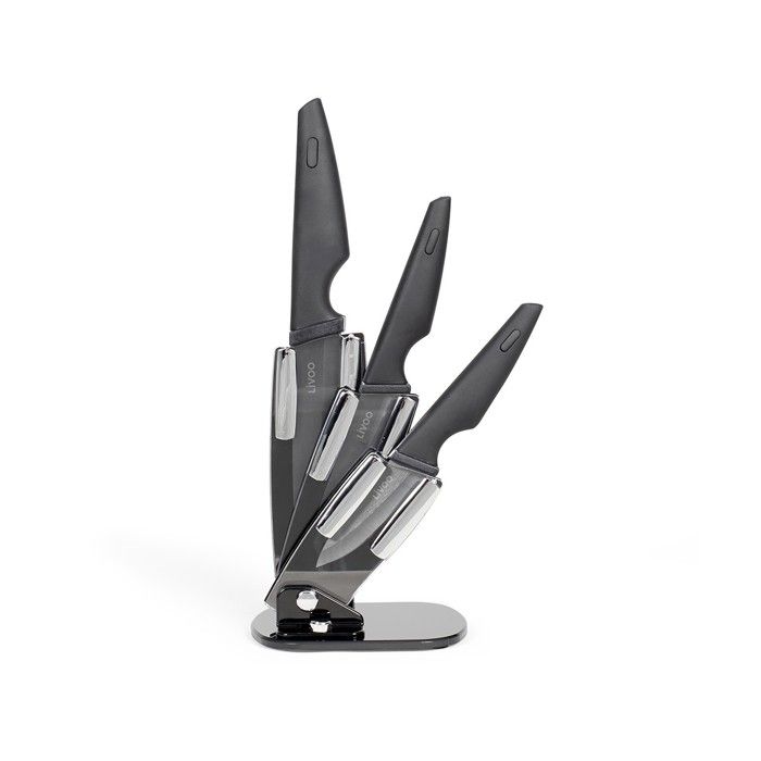 Bloc 3 couteaux avec support - LIVOO - MEC135N - 7,5 /10 / 12,5 cm - Lame céramique - Compatible lave-vaisselle