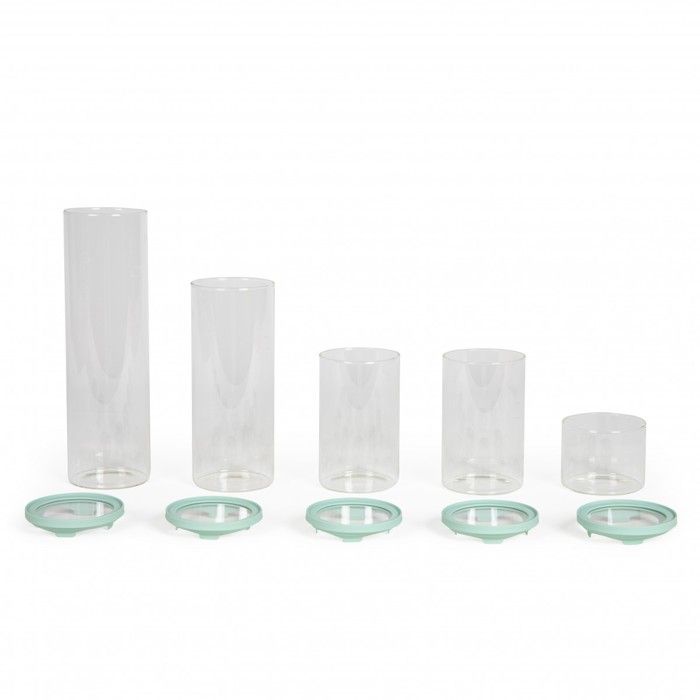 Set de 5 bocaux de conservation - LIVOO - MEN399 - 450 ml - Verre borosciliate - Couvercle en silicone et verre