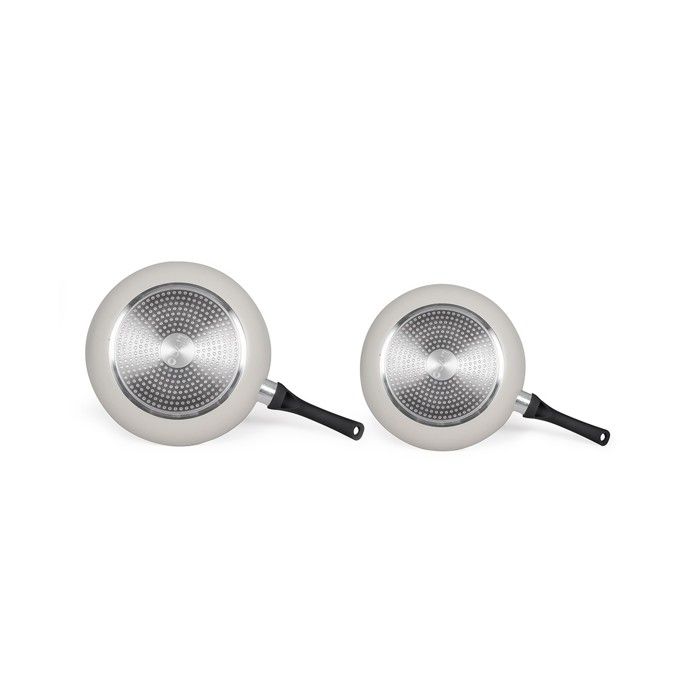 Set de 2 poeles aspect pierre - LIVOO - MEN124GR - Revetement antiadhésif - Ř 24 et 28 cm - Manche silicone - Tous feux