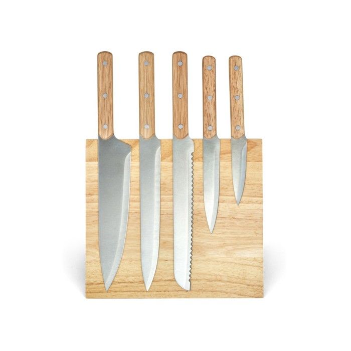 Set de 5 couteaux - LIVOO - MEC136 - 20 a 32,5 cm - Lame acier inoxydable - Support magnétique