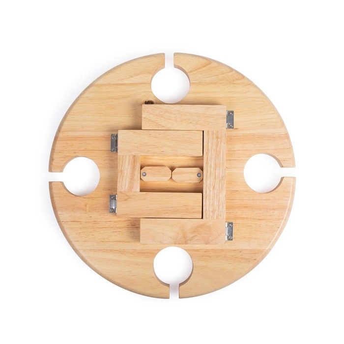 Plateau apéritif - LIVOO - MES150 - Bois d'hévéa - Plateau séparateur - 4 encoches pour verres - Pieds pliables