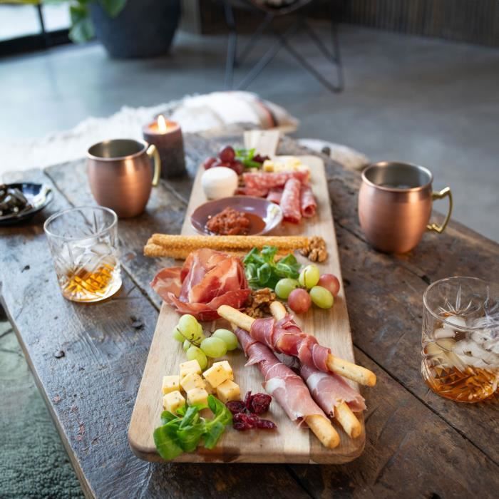 Maxi planche apéritive - LIVOO - MES151 - Bois acacia FSC - 75 x 19,5 cm - Pieds en bois