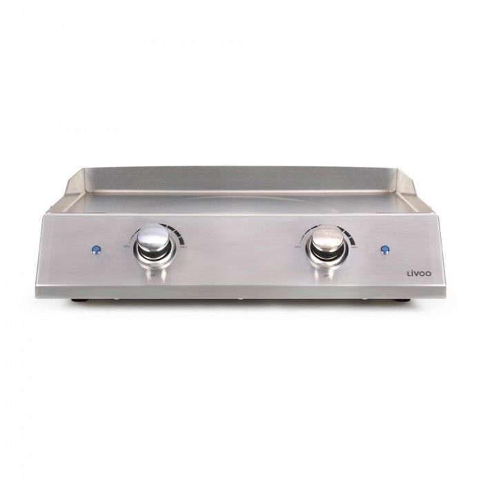 Plancha électrique inox 2 thermostats - LIVOO - DOC302 - 2800W - Plaque amovible en acier inoxydable - 2 thermostats ajustables
