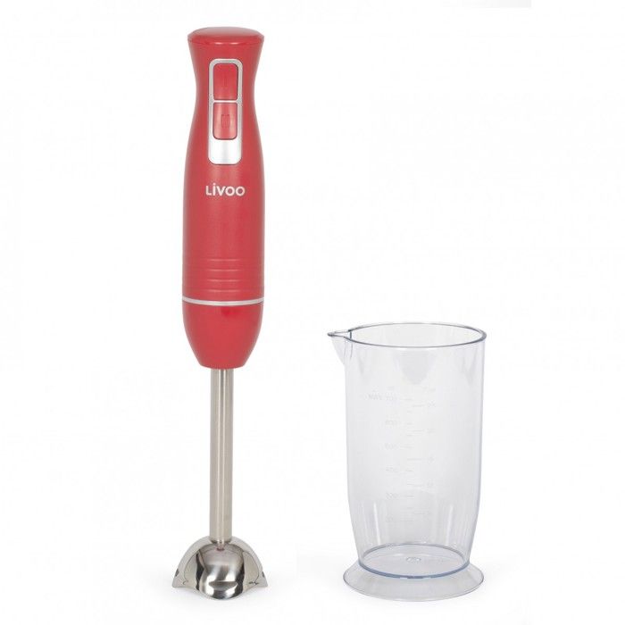 Mixeur plongeant - LIVOO - DOP245R - 400W - 2 vitesses - Bol gradué 700 ml - 2 lames en acier inoxydable