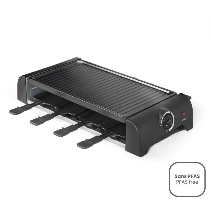 Appareil a raclette 8 personnes - LIVOO - DOC312 - 1300W - 8 personnes - Plateau grill amovible antiadhésif - Thermostat ajustable