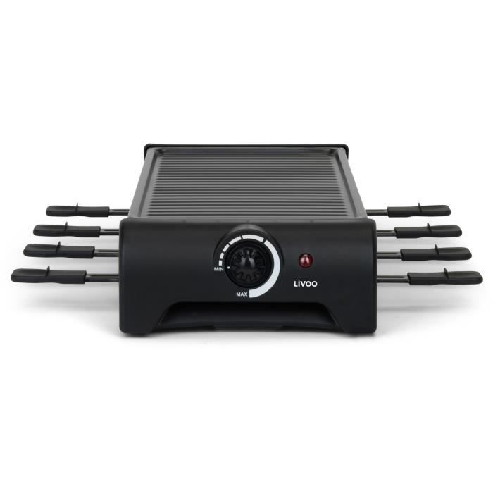 Appareil a raclette 8 personnes - LIVOO - DOC312 - 1300W - 8 personnes - Plateau grill amovible antiadhésif - Thermostat ajustable