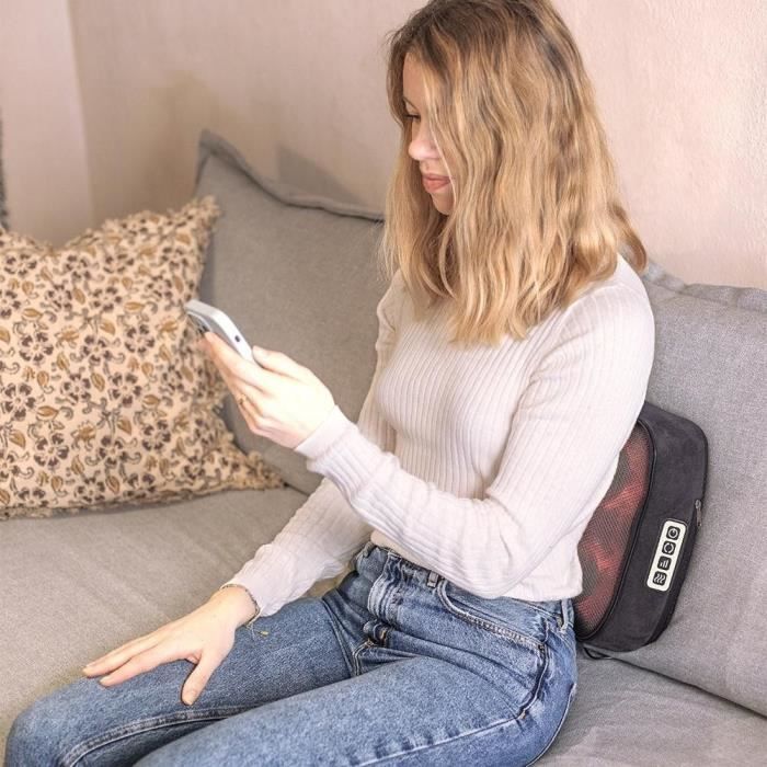 Masseur shiatsu 2 en 1 - LIVOO - DOS204 - Pieds et dos - 24 tetes - 3 vitesses - Avec ou sans chaleur - Gris