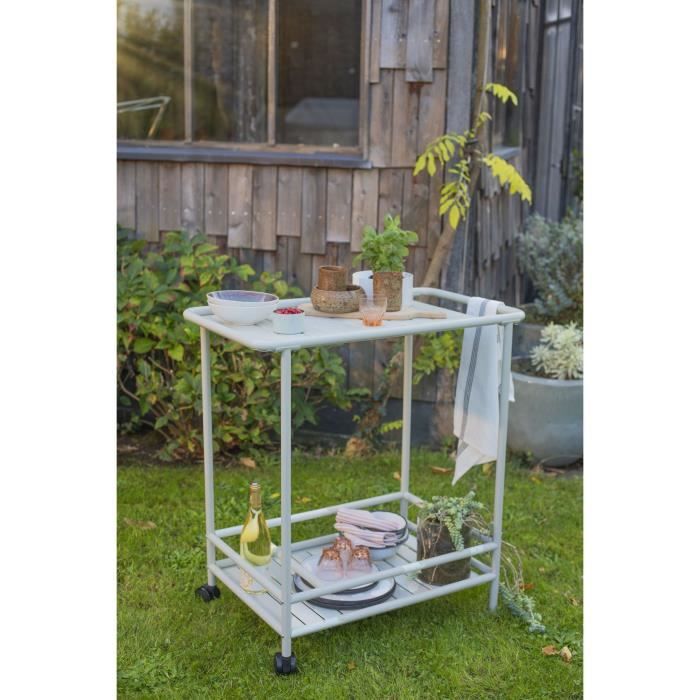 Desserte de jardin - LIVOO - GS163C - Acier rÈsistant a la rouille - 2 roulettes - 61 x 42 cm