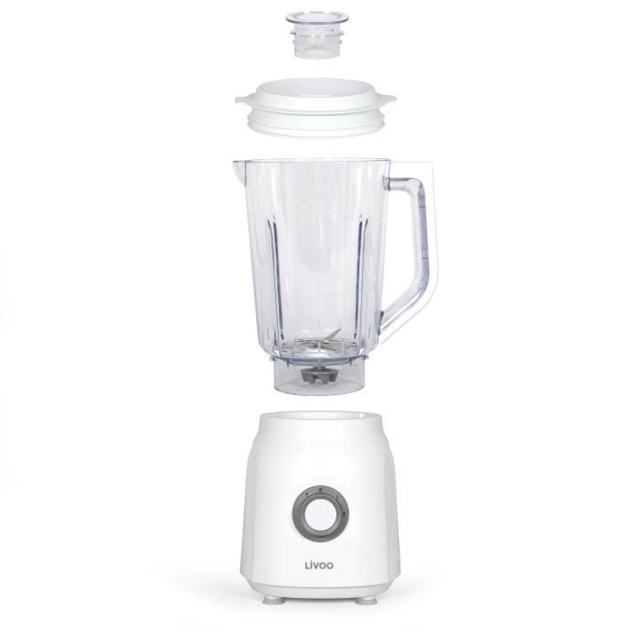 Blender - LIVOO - 1,5 L - 600 W - 22 000 tours/min - 2 vitesses - Turbo blanc