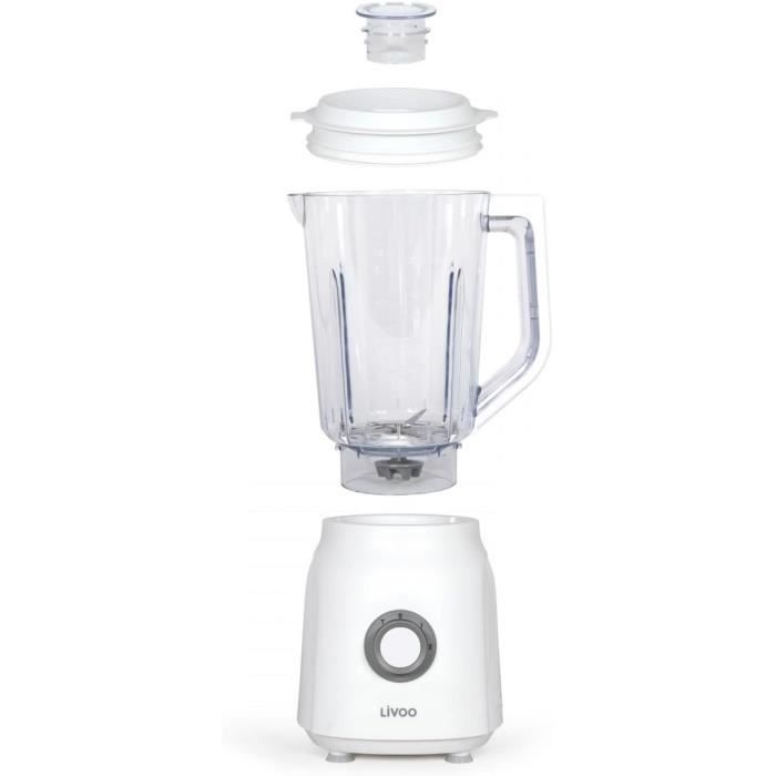 Blender - LIVOO - 1,5 L - 600 W - 22 000 tours/min - 2 vitesses - Turbo blanc