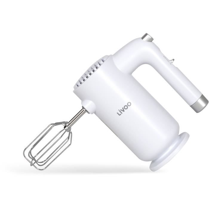 Batteur électrique - LIVOO - 250 W - 5 vitesses - Fonction turbo - Blanc