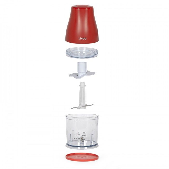 Hachoir - LIVOO - DOP244R - 400W - 1 vitesse et turbo - Bol gradué 300 ml - 2 lames acier inoxydable