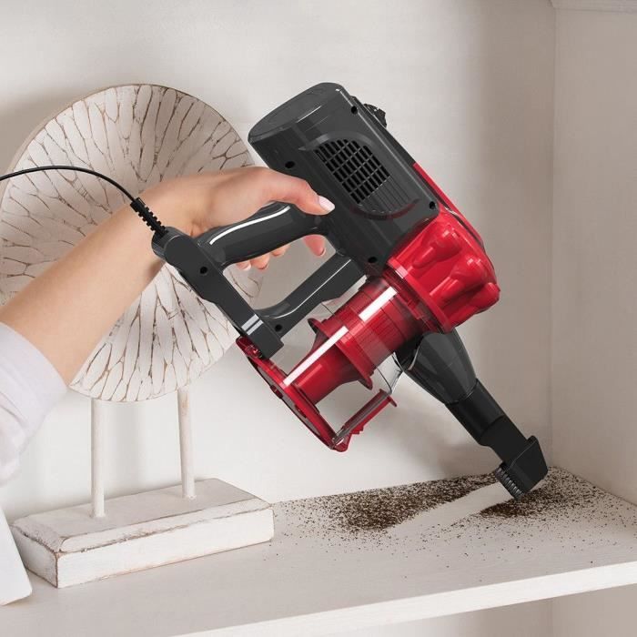 Aspirateur Balai Filaire - LIVOO DOH142 - 600 W - 12 kPa - 82 dB - Cyclonique - 0,55 L - Rouge