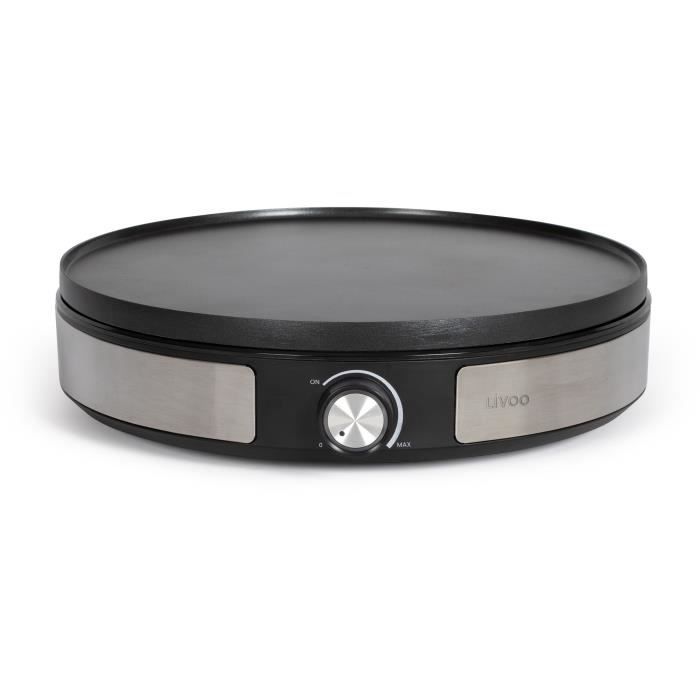 Crepiere réversible - LIVOO - DOP247 - 1500W - Plaque réversible : 1 x Ø33 ou 7 x Ø10 cm - Antiadhésif - Thermostat réglable