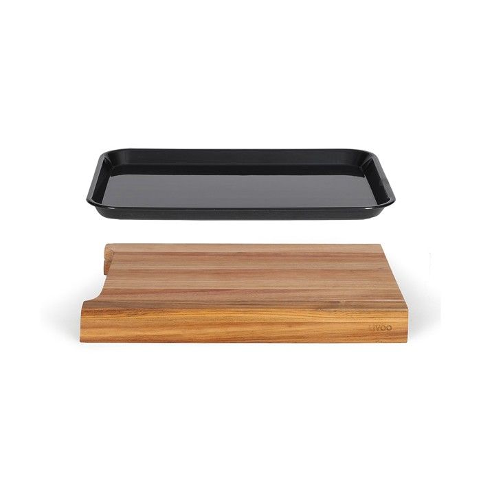 Planche a découper - LIVOO - MES155 - Bois acacia FSC - 36,5 x 27,5 cm - Bac récupérateur amovible