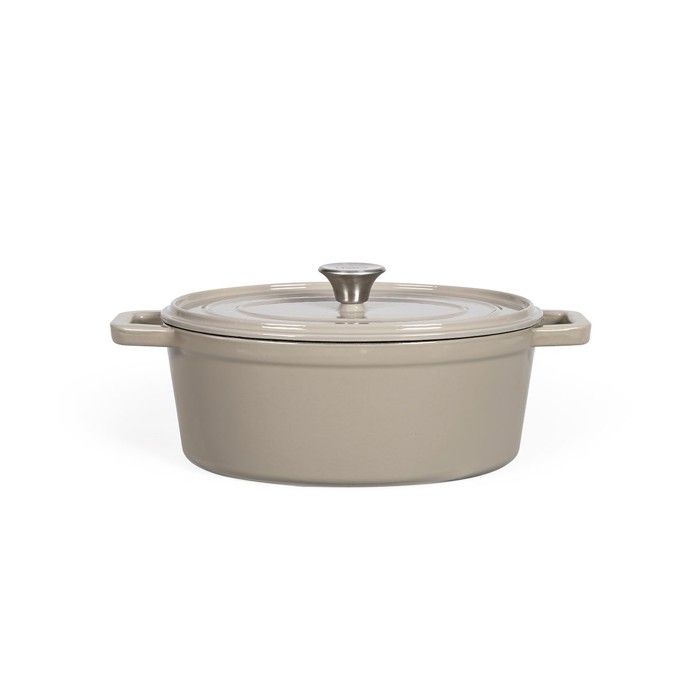 Cocotte ovale - LIVOO - MEP129G - 4,5 L - Fonte émaillée - Couvercle avec picots - Tous feux - 29 x 22 cm