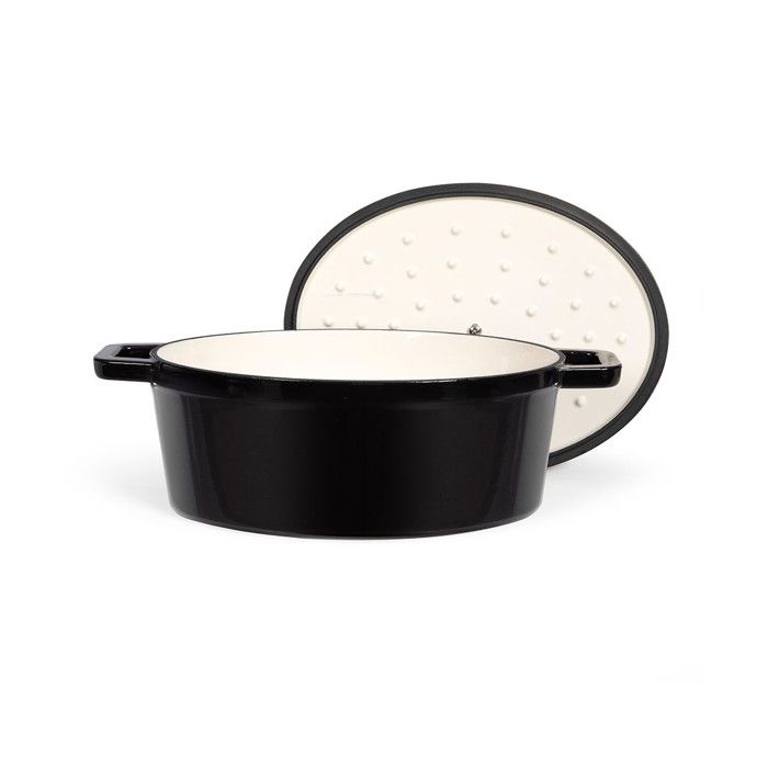 Cocotte ovale - LIVOO - MEP129N - 4,5 L - Fonte émaillée - Couvercle avec picots - Tous feux - 29 x 22 cm