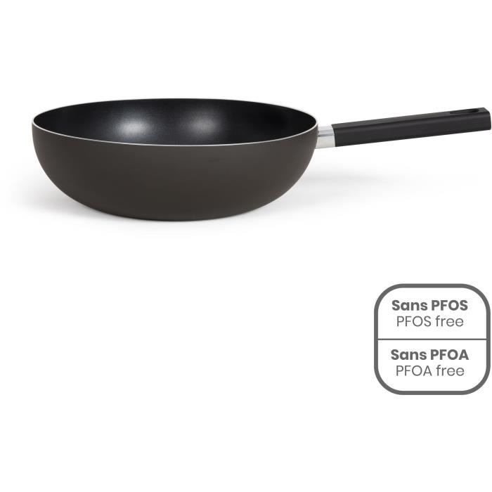 Wok - LIVOO - MEP156N - 32 cm - Antiadhésif sans PFOA ni PFOS - Manche silicone - Tous feux dont induction