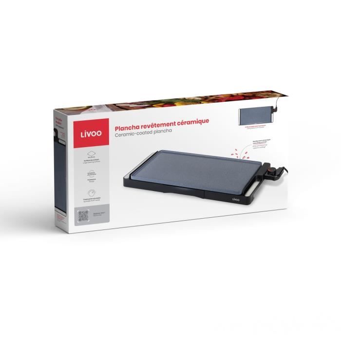 Plancha revetement céramique - LIVOO - DOC320 - 2200W - Plaque amovible en fonte d'aluminium - Thermostat ajustable