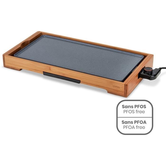 Plancha bambou revetement céramique - LIVOO - DOC322 - 2200W - Plaque amovible en fonte d'aluminium - Thermostat ajustable