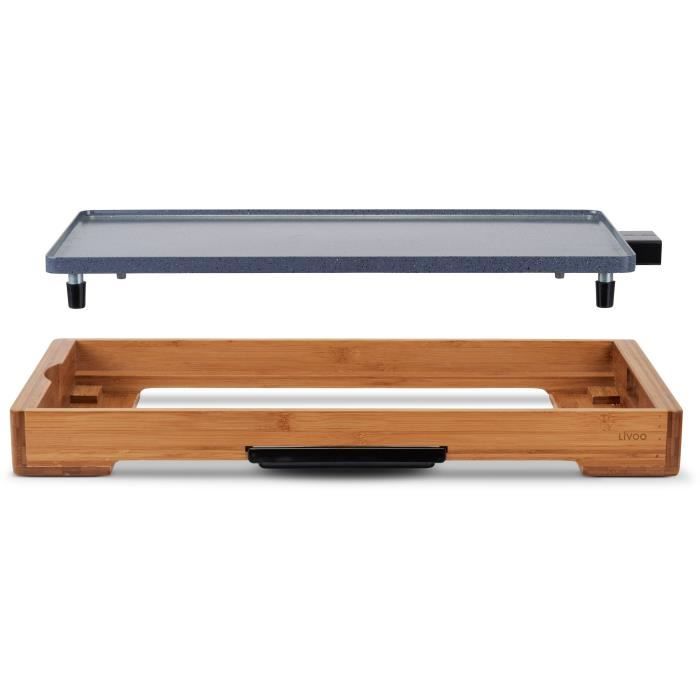 Plancha bambou revetement céramique - LIVOO - DOC322 - 2200W - Plaque amovible en fonte d'aluminium - Thermostat ajustable