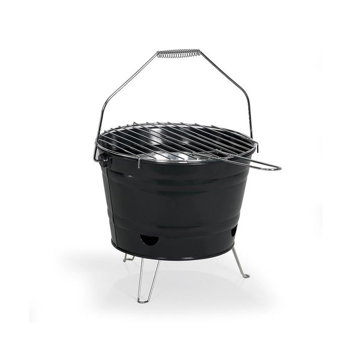 Barbecue a charbon portable - LIVOO - DOC327N - ø27 cm - Grille en acier chromé - Hauteur 24 cm - Pieds pliables - Poignées