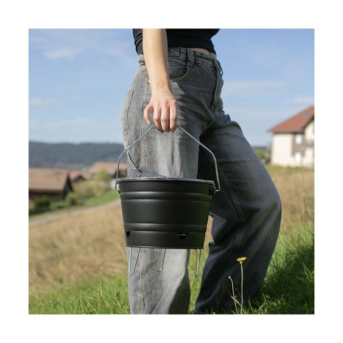 Barbecue a charbon portable - LIVOO - DOC327N - ø27 cm - Grille en acier chromé - Hauteur 24 cm - Pieds pliables - Poignées