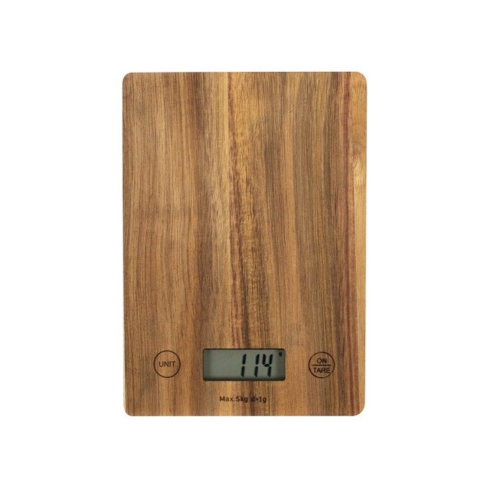 Balance de cuisine électronique - LIVOO - DOM492 - Plateau acacia - Max. 5 kg - 4 unités de mesure - Ecran LCD