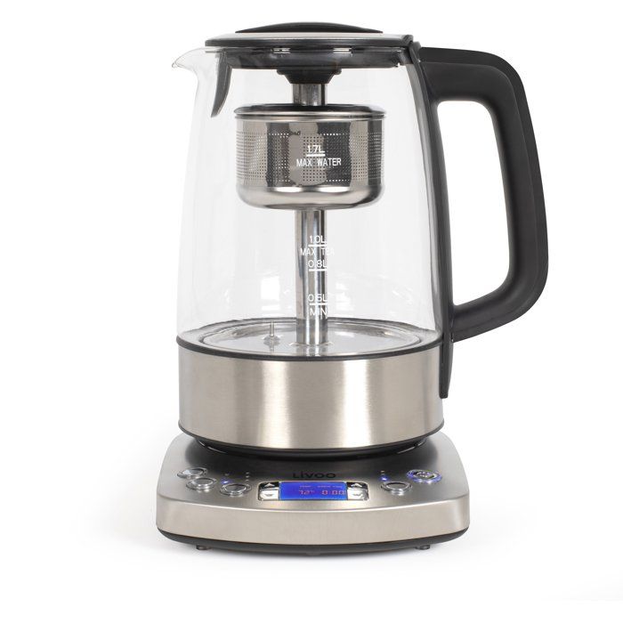 Bouilloire automatique - LIVOO - DOD209 - 2200 W - 1,7 L - 3 modes d'infusion préréglés - Verre / Acier inoxydable