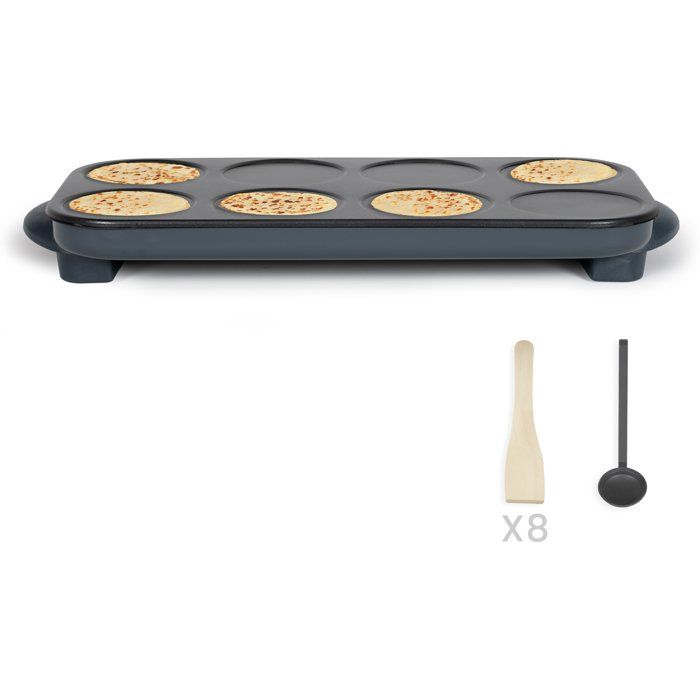 Maxi crepes party - LIVOO - DOC186G - 1500 W - 8 mini crepes Ř 12 cm - Revetement antiadhésif - Noir
