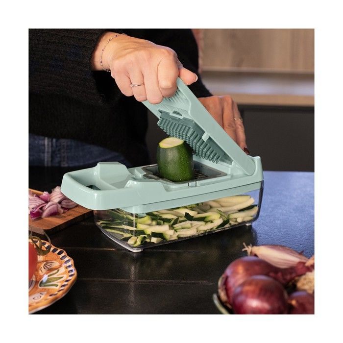 Mandoline multifonction - LIVOO - MEN435 - 8 lames acier inoxydable - Bac de récupération 1,5 L - Compatible lave-vaisselle