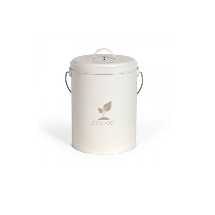 Seau a compost de cuisine - LIVOO - MES154C - 6 L - Ř18 cm - Hauteur 23 cm - Corps et couvercle en métal - Filtre charbon