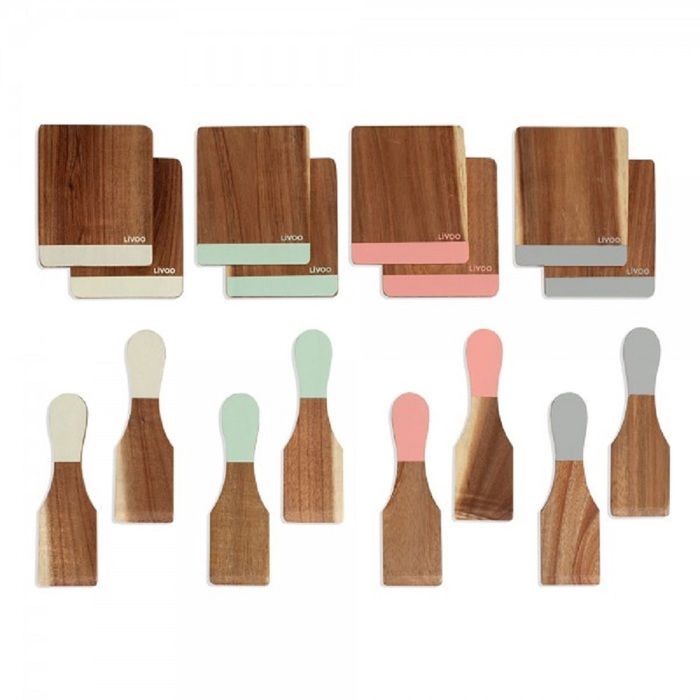 Set d'accessoires pour raclette - LIVOO - MEN427 - En acacia - 8 spatules - 8 planchettes