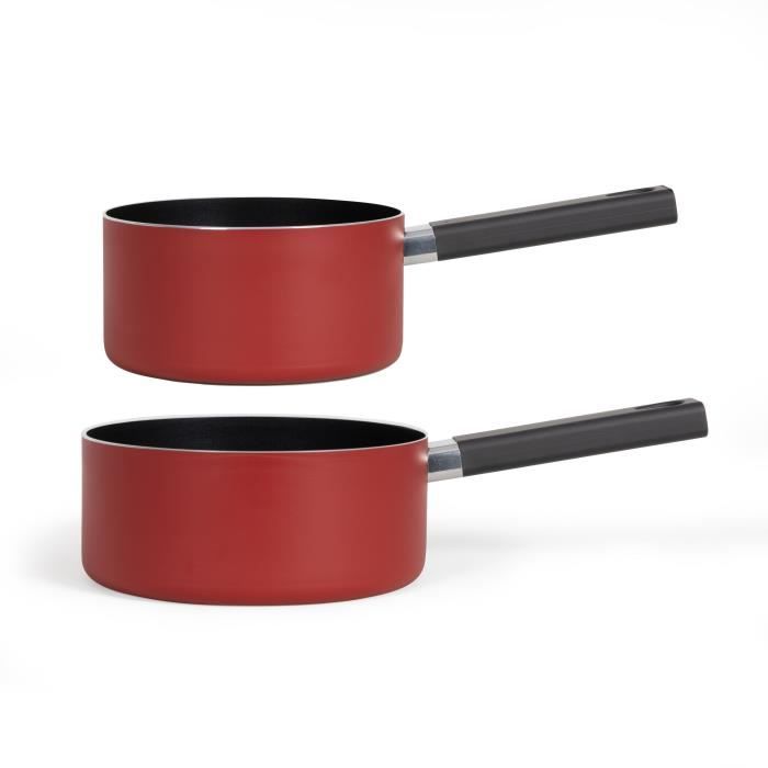 Set de 2 casseroles - LIVOO - MEP154R - Antiadhésif sans PFOA - Manche silicone - Tous feux