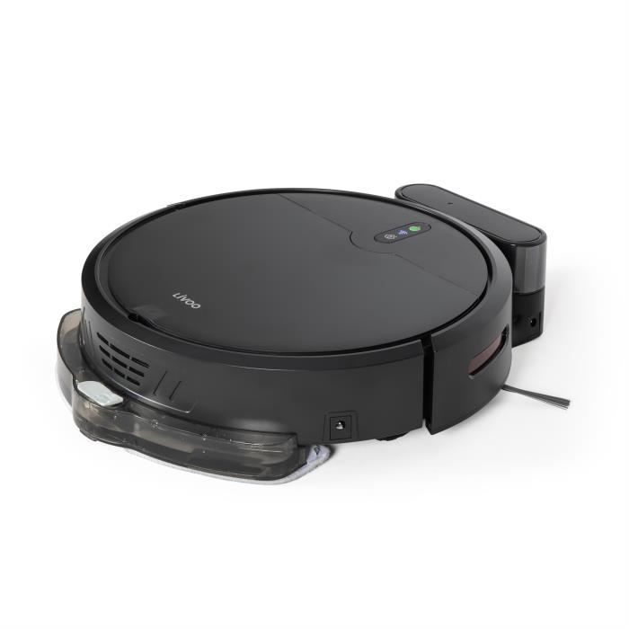 Aspirateur Robot laveur connecté - LIVOO - DOH145 WASH'UP - 1000 Pa - 70 min - 2 réservoirs - Noir