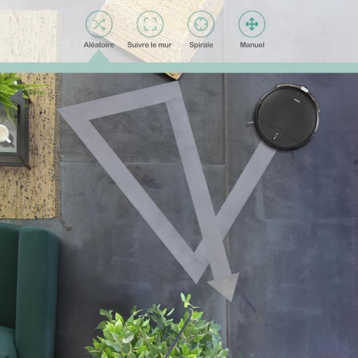 Aspirateur Robot laveur connecté - LIVOO - DOH145 WASH'UP - 1000 Pa - 70 min - 2 réservoirs - Noir